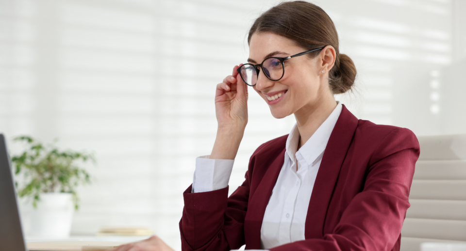 Woman working at a computer